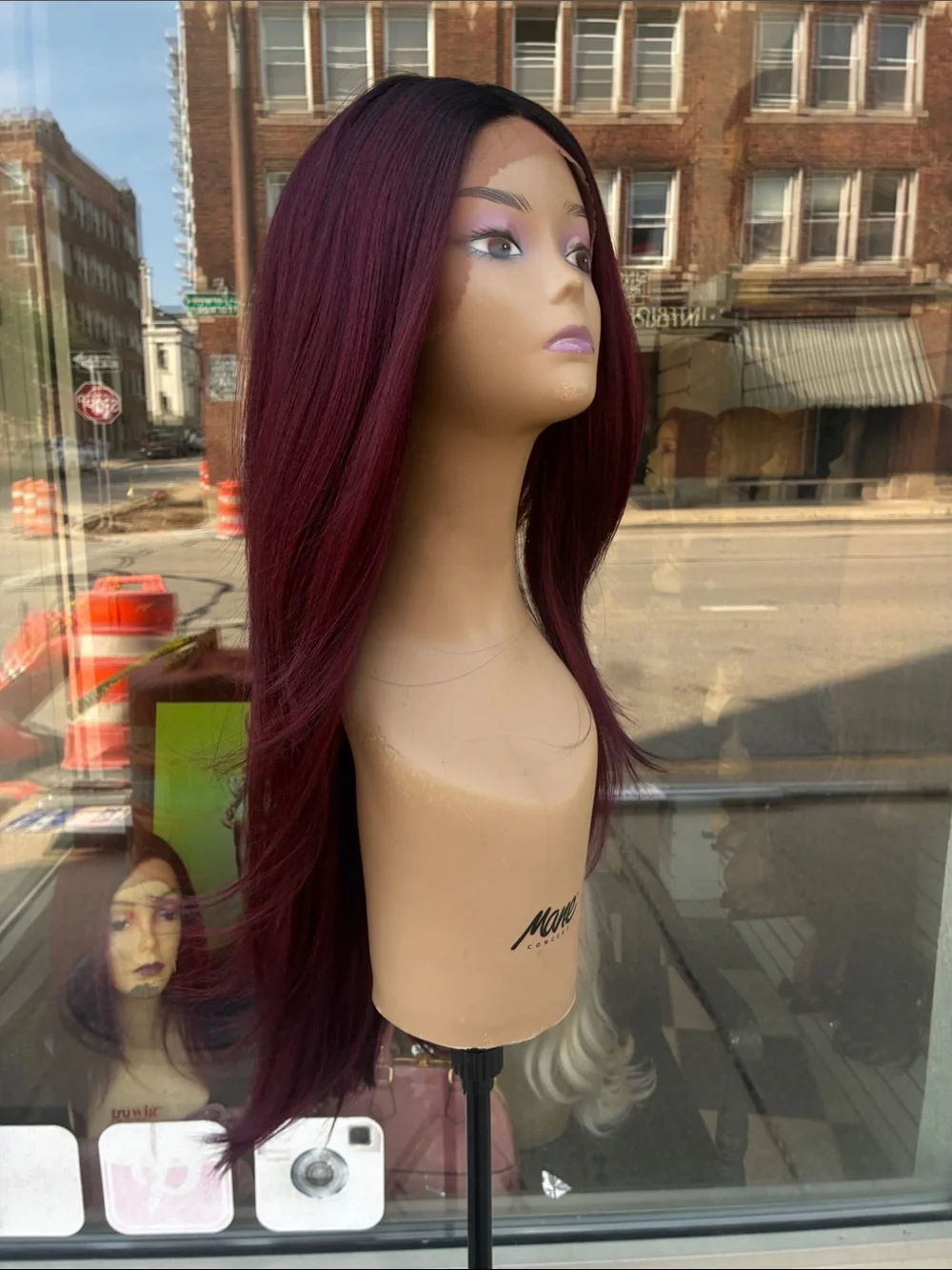 Long Straight Burgundy Wig - Sleek Center Part